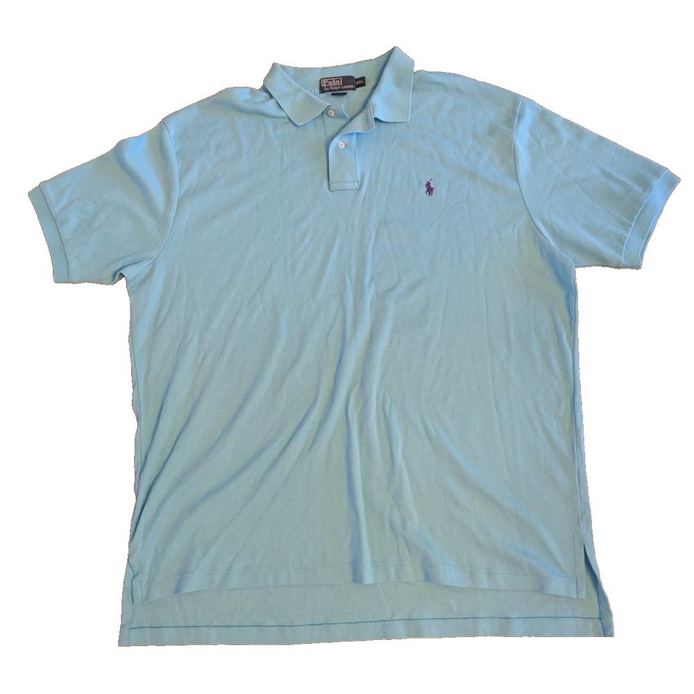 Polo Ralph Lauren Shirt Mens XXL 2XL Blue Purple Pony Short Sleeve Golf Pique